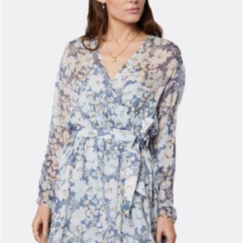Joie Clara Floral Print Silk Mini Wrap Dress